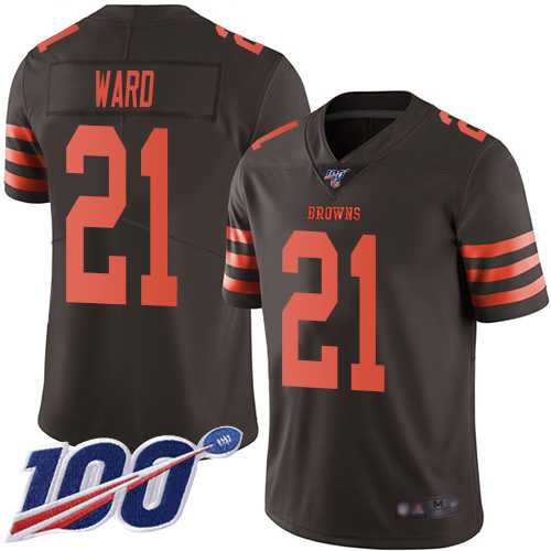 Cleveland Browns Denzel Ward Men Brown Limited Jersey 21 NFL Football 100th Season Rush Vapor Untouchable